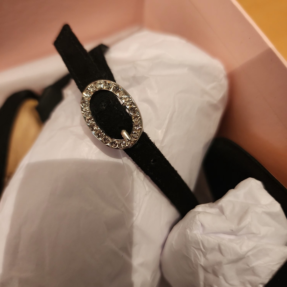 💯Authentic Sophia Webster Rosalind Pearl-Heel Black Suede Sandal - Picture 14 of 16